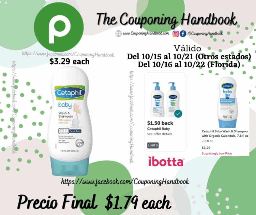 Cetaphil Baby Wash & Shampoo with Organic Calendula, 7.8 fl oz por $1.79