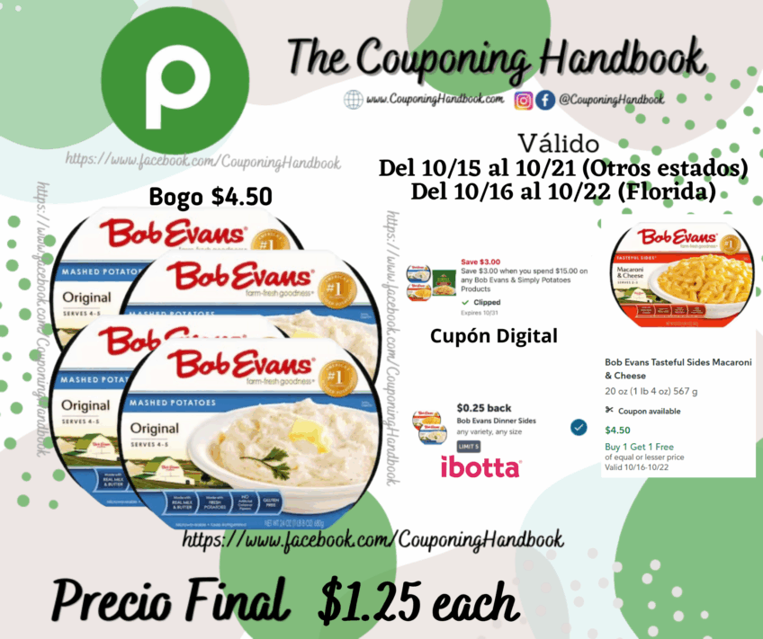 Bob Evans Farm-Fresh Goodness Original Mashed Potatoes por $1.25