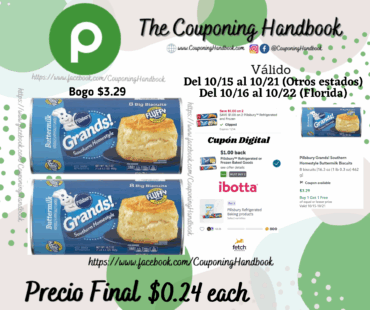 Pillsbury Grands! Southern Homestyle Buttermilk Biscuits por $0.24