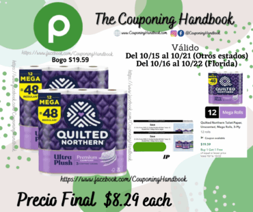 Quilted Northern Toilet Paper, Unscented, Mega Rolls, 3-Ply 12 rolls por $8.29