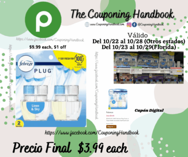 Febreze Plug Air Freshener, Linen & Sky, (2) .87 oz Oil Refills por $3.99