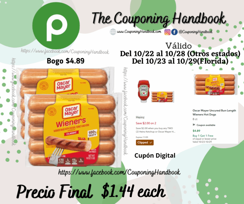 Oscar Mayer Classic Uncured Wieners Hot Dogs 10 ct por $1.44