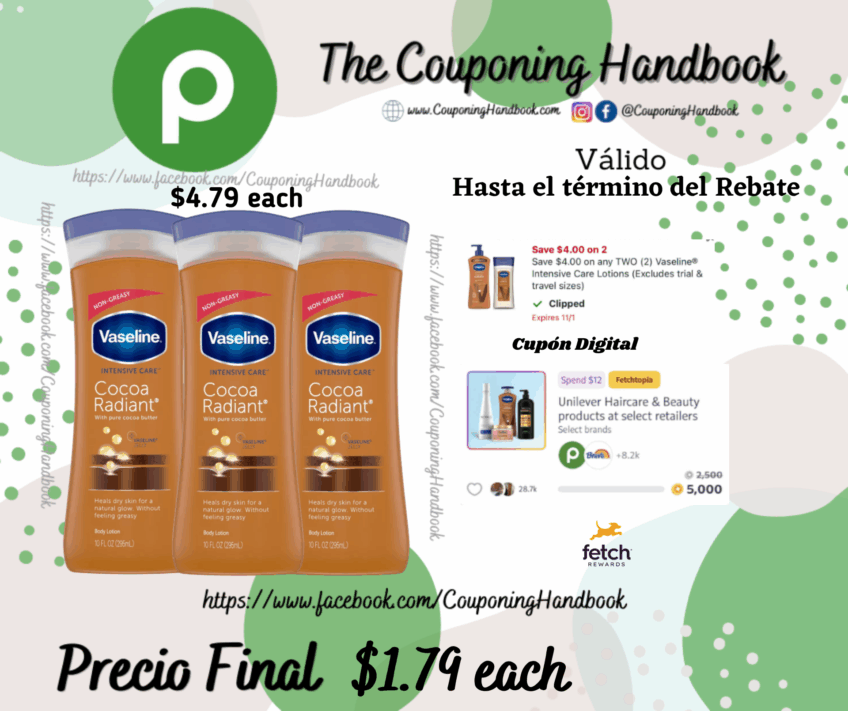 Vaseline Intensive Care Cocoa Radiant Body Lotion 10 fl oz por $1.79