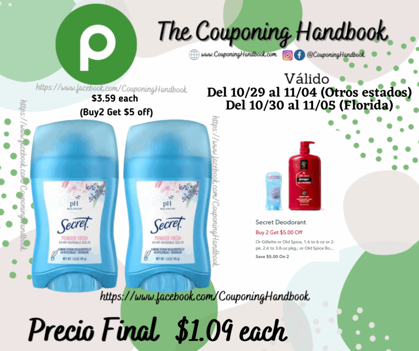 Secret Antiperspirant/Deodorant, Powder Fresh 1.6 oz por $1.09