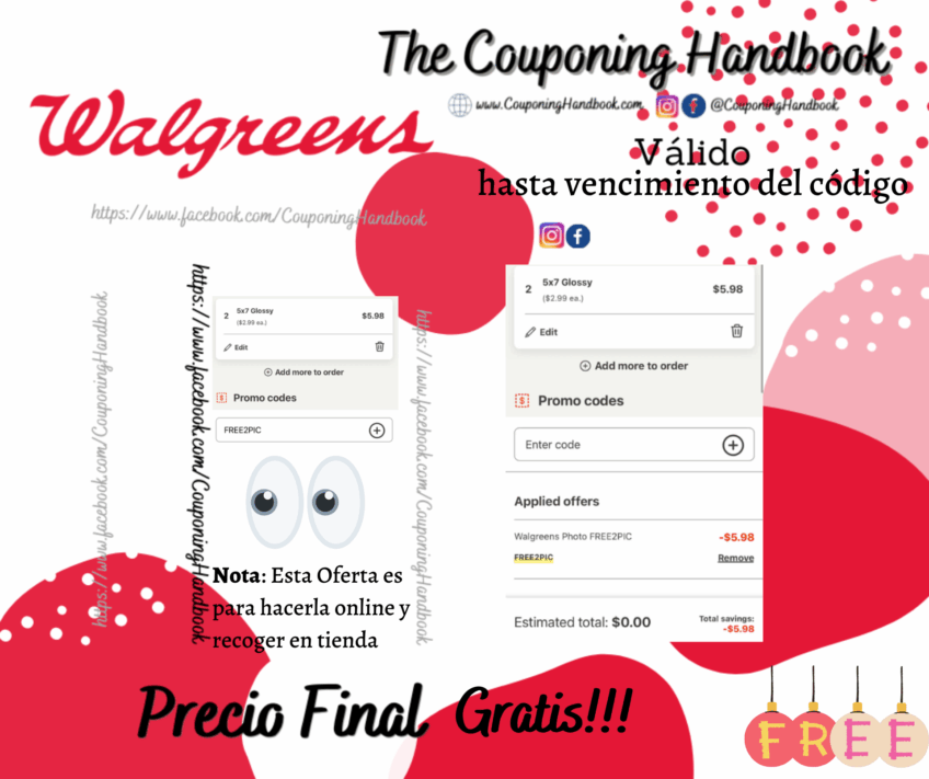 02 Fotos de 5×7 Gratis en Walgreens