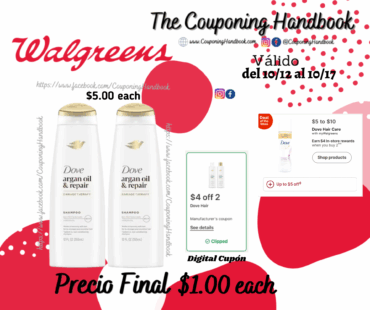 Dove Shampoo Argan Oil & Damage Repair, 12.0 fl oz por $1.00