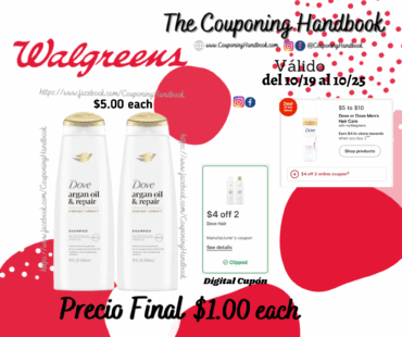 Dove Shampoo Argan Oil & Damage Repair, 12.0 fl oz por $1.00