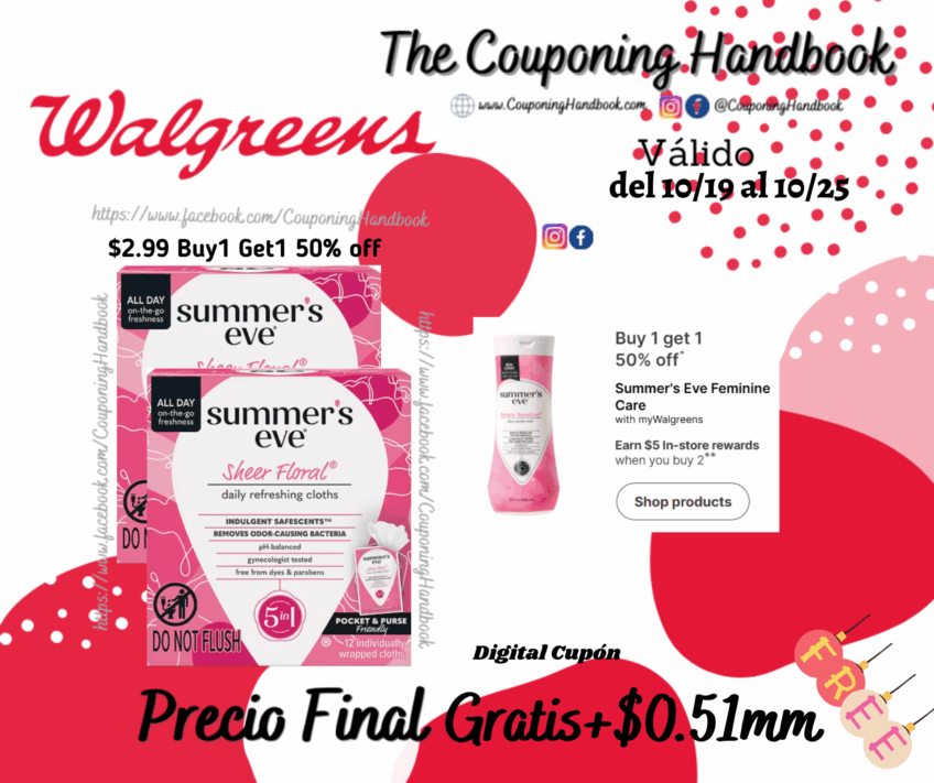 02 Summer’s Eve Feminine Wipes Sheer Floral, 12.0 ea Gratis