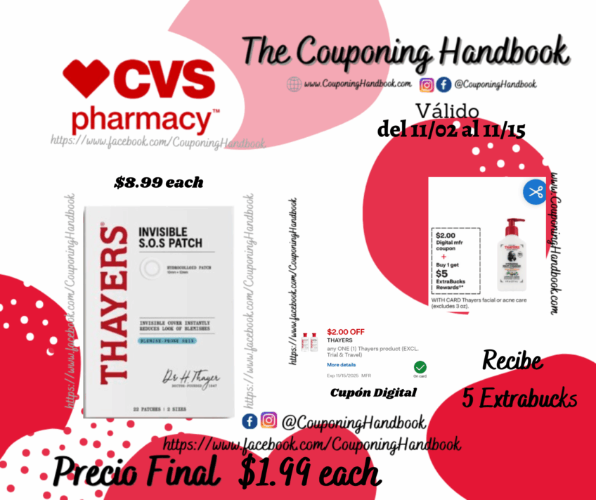 Thayers Invisible S.O.S. Patch Hydrocolloid Acne Patches, 22 CT por $1.99