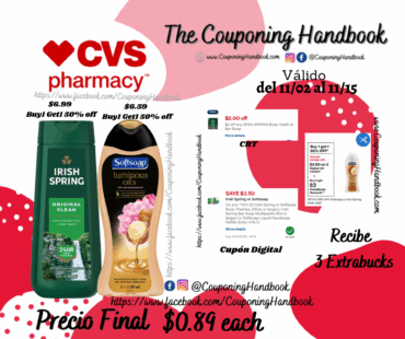 Softsoap Moisturizing Body Wash y/o Irish Spring Body Wash por $0.89