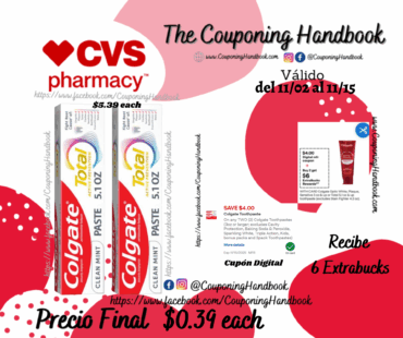 Colgate Total Active Prevention Toothpaste, Clean Mint, 5.1 OZ por $0.39