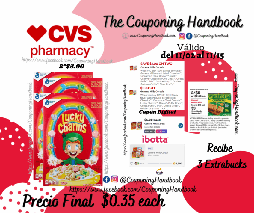 Lucky Charms Cereal 10.5 oz por $0.35