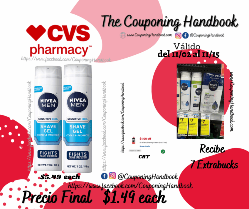 NIVEA MEN Sensitive Cooling Shaving Gel, 7 oz. por $1.49