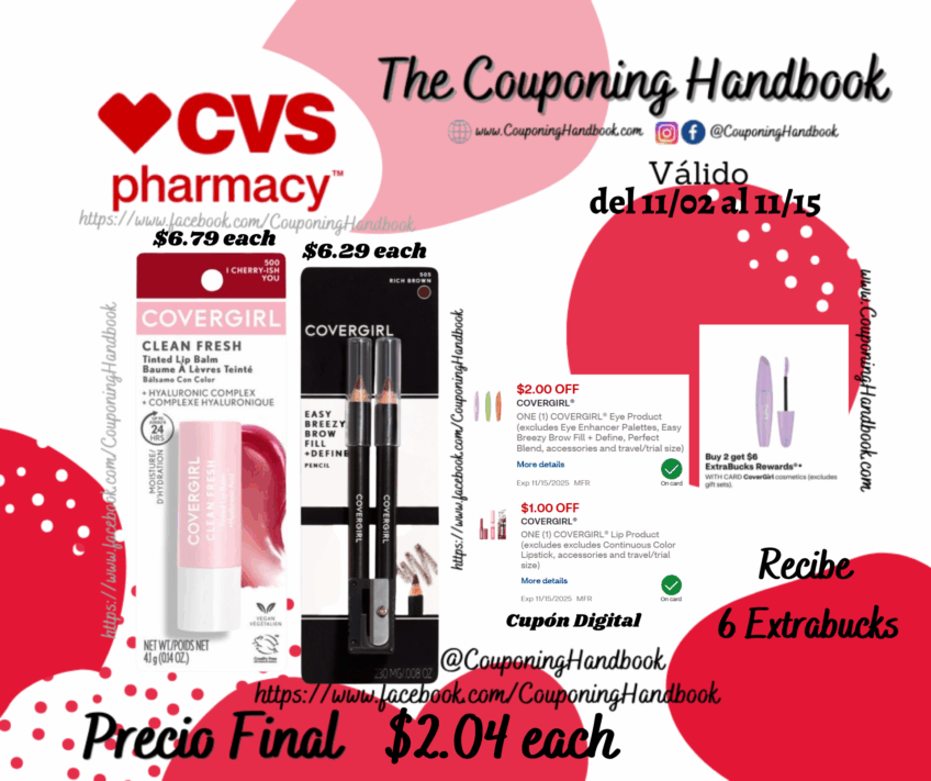 Productos Covergirl por $2.04