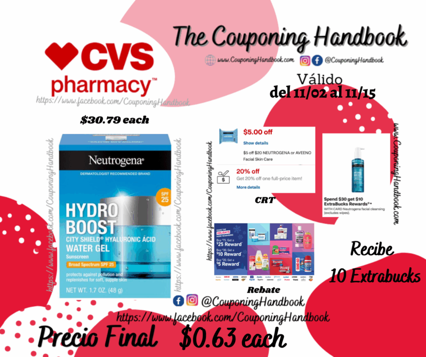 Neutrogena Hydro Boost City Shield Water Gel, SPF 25 1.7 OZ por $0.63