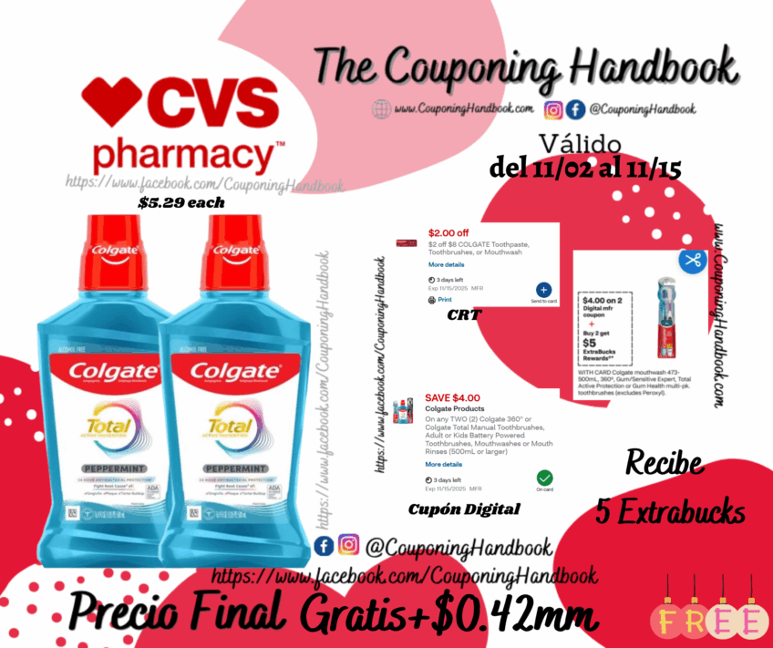 02 Colgate Total Antigingivitis Antiplaque Mouthwash, Alcohol-Free, Peppermint, 16.9 OZ Gratis