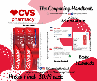 Colgate Optic White Anticavity Stain Fighter Toothpaste with Baking Soda 4.2 OZ por $0.49