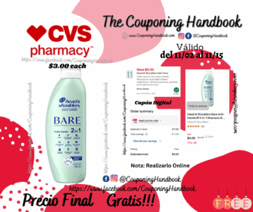 Head & Shoulders Bare Anti-Dandruff 2-in-1 Shampoo & Conditioner, Pure Clean, 13.5 OZ Gratis