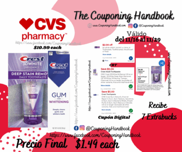 Crest Toothpaste por $1.49