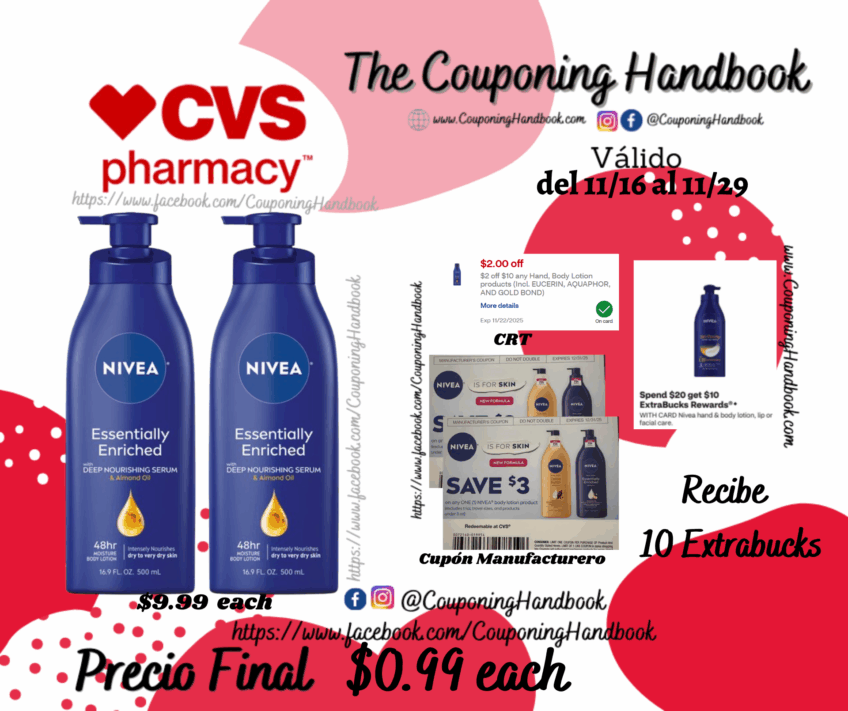 NIVEA Essentially Enriched Body Lotion, 16.9 OZ por $0.99