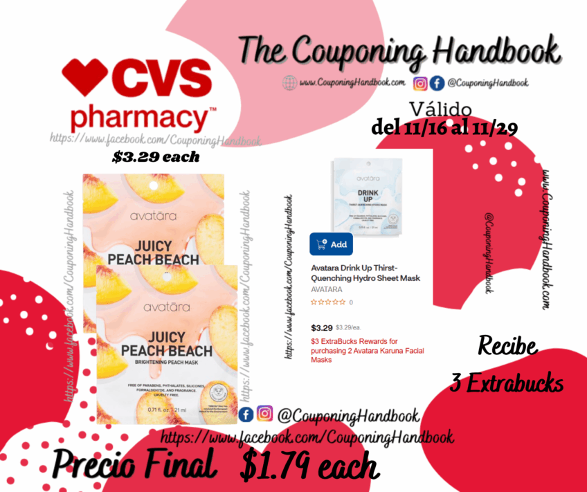 Avatara Peach Beach Brightening Mask por $1.79