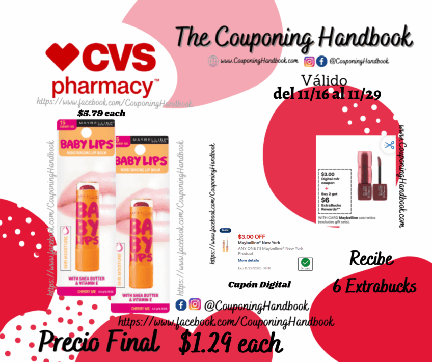 Maybelline Baby Lips Moisturizing Lip Balm por $1.29