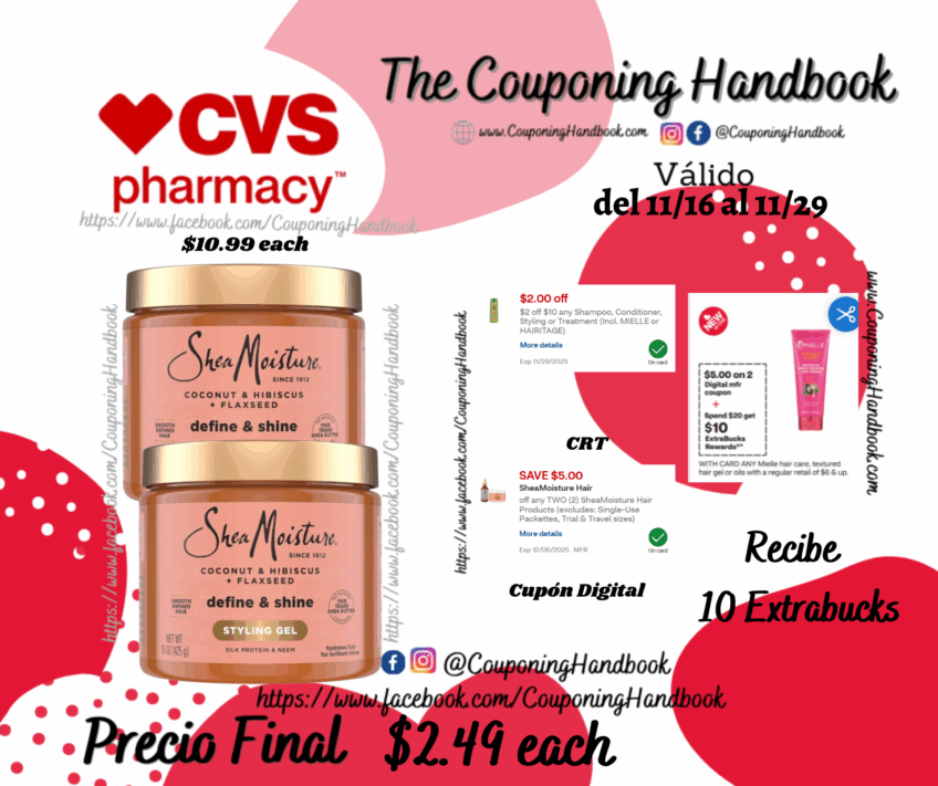 SheaMoisture Coconut & Hibiscus Curl Shine Hair Mask, 12 OZ por $2.49