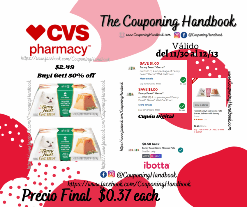 Fancy Feast Gems 2oz/2ct por $0.37