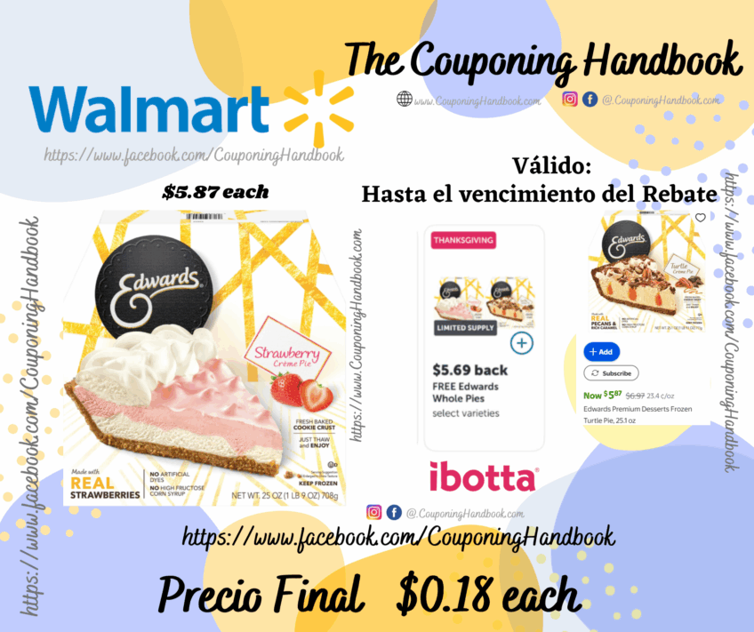 Edwards Premium Desserts Frozen Strawberry Crème Pie, 25.01 oz por $0.18