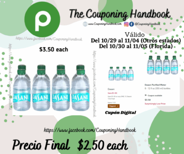 Dasani Purified Water 8 – 12 fl oz por $2.50