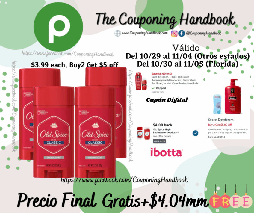 04 Old Spice Classic Original Scent Deodorant for Men, 3.25 oz Gratis