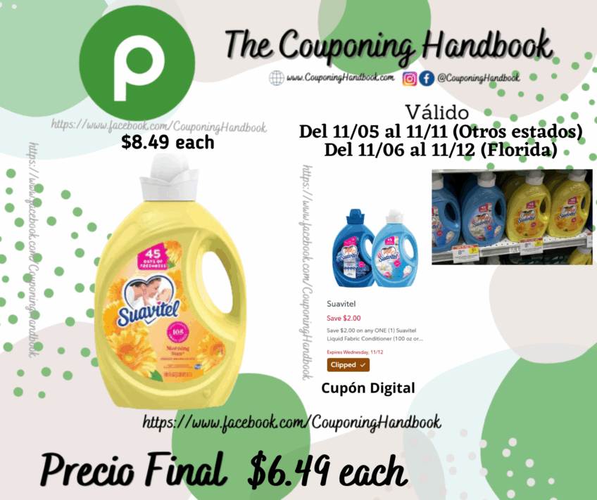 Suavitel Fabric Conditioner, HE, Morning Sun 105 fl oz por $6.49