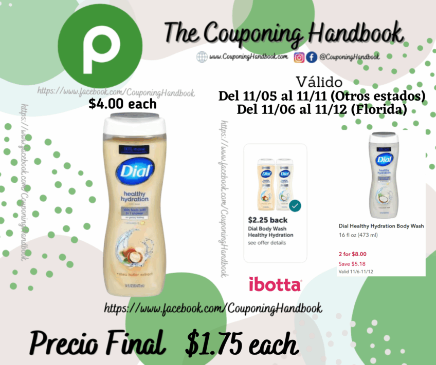 Dial Healthy Hydration Body Wash 16 fl oz por $1.75