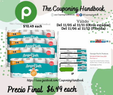 Angel Soft Bathroom Tissue, Unscented, Mega Rolls, 2-Ply 16 rolls por $6.49