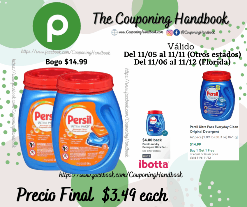 Persil Ultra Pacs Advanced Clean Detergent por $3.49