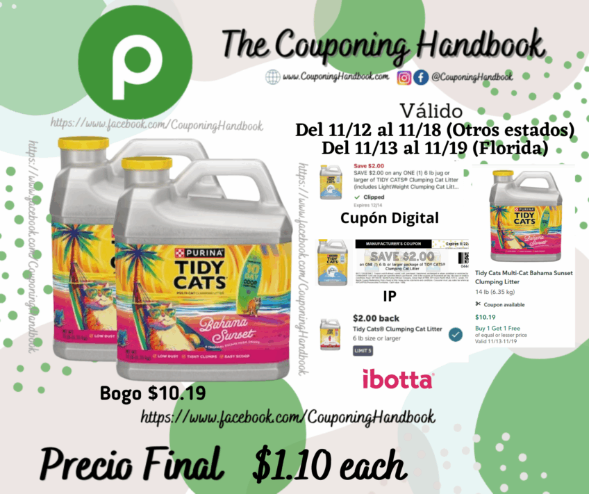 Tidy Cats Multi-Cat Bahama Sunset Clumping Litter 14 lb (6.35 kg) por $1.10