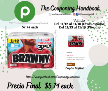 Brawny Pick-A-Size White 3-Ply Double Rolls Paper Towels 6 rolls por $5.74