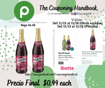 Welch’s Juice Cocktail, Red Grape, Non-Alcoholic, Sparkling por $0.99