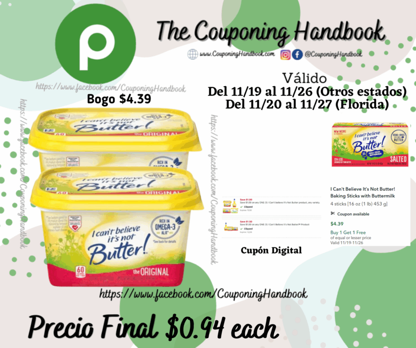 I Can’t Believe It’s Not Butter! Original Spread por $0.94