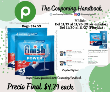 Finish Power Dishwasher Detergent, Premium Dishwashing Pods, 43 ct por $4.29