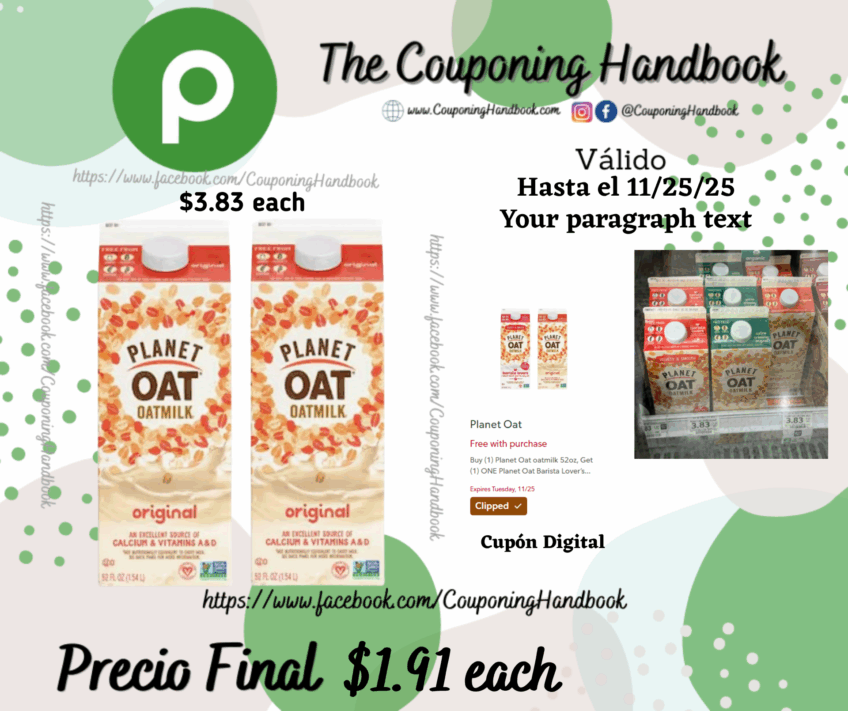 Planet Oat Original Oatmilk por $1.91