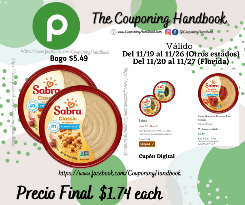 Sabra Hummus por $1.74