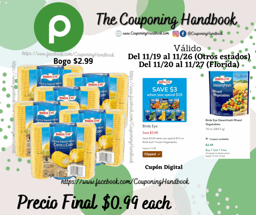 Birds Eye Cob Corn, Extra Sweet Litlle Ear por $0.99