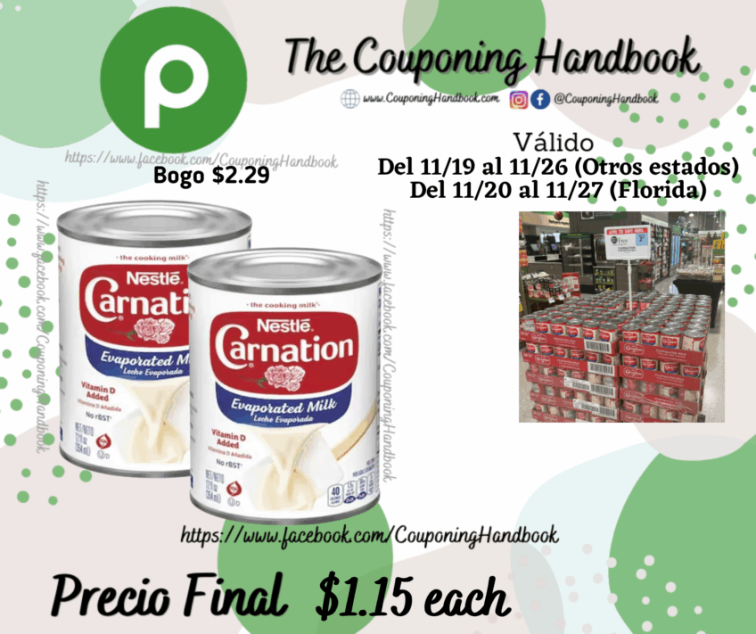 Carnation Evaporated Milk por $1.15