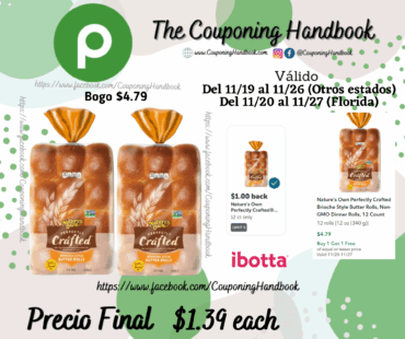 Nature’s Own Perfectly Crafted Brioche Style Butter Rolls, Non-GMO Dinner Rolls, 12 Count por $1.39