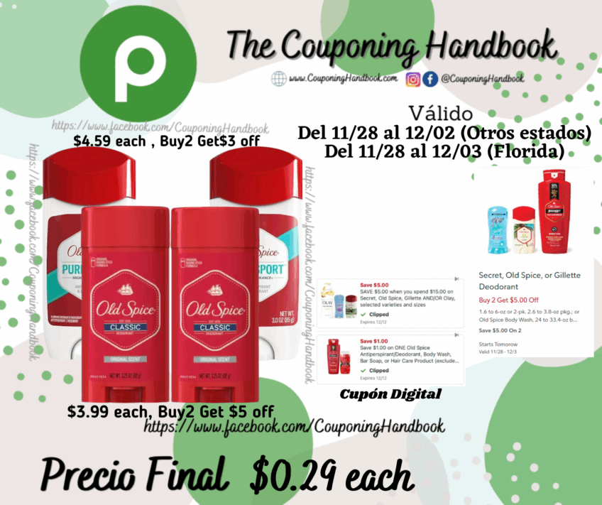 Productos Old Spice por $0.29