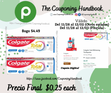 Colgate Total Whitening Toothpaste 3.3 oz por $0.25