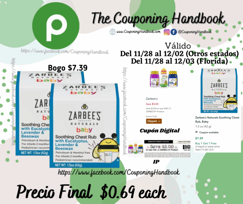 Zarbee’s Naturals Soothing Chest Rub, Baby 1.5 oz por $0.69