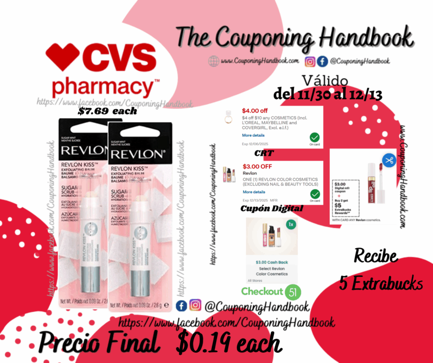 Lip Balm & Treatments Revlon Kiss Exfoliating Balm Sugar Mint por $0.19