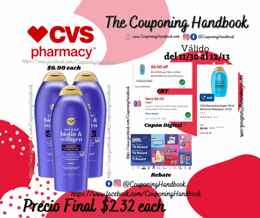 OGX Thick & Full Biotin & Collagen Shampoo, 25.4 Ounces por $2.32